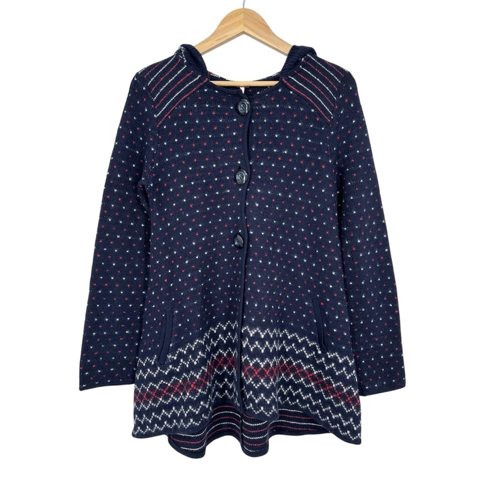 Free People Navy and White Patterned Cardigan